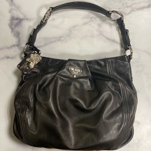 Prada Black Leather Hobo Handbag - Authentic Prada - Like New Condition